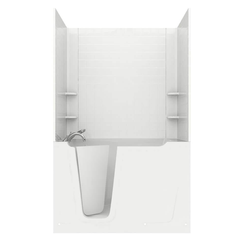 Rampart 5 ft. Walk-in Non-Whirlpool Bathtub with 4 in. Tile Easy Up Adhesive Wall Surround in White price history on PriceWatchPro