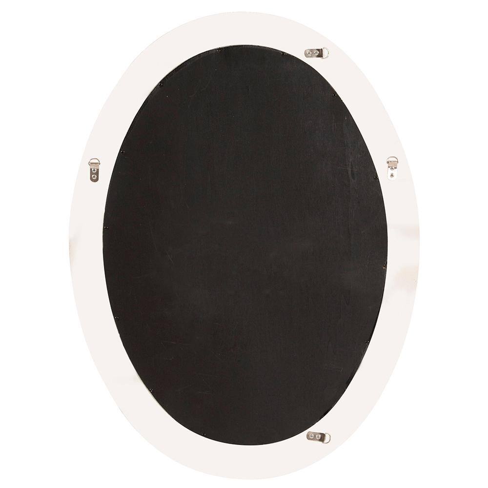 Glossy White Beaded Wood Oval Mirror 33"x25"