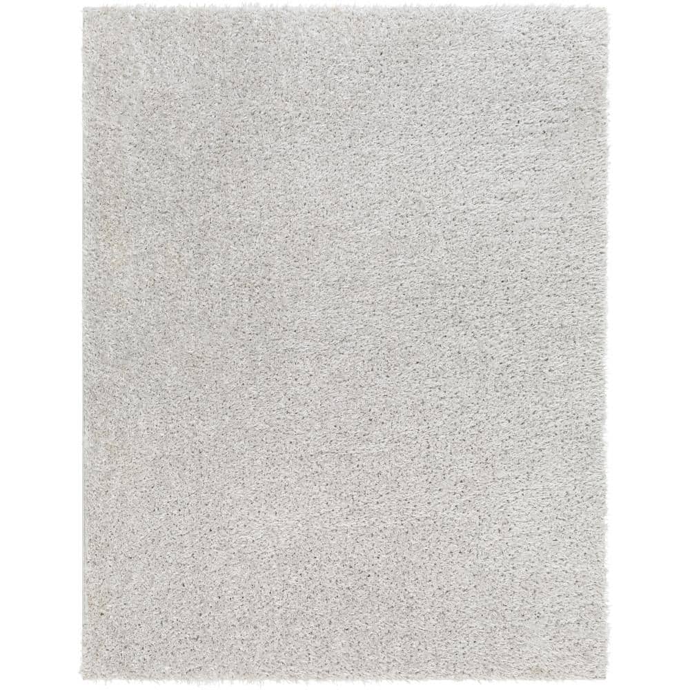 Light Gray Rectangular Shag Area Rug, 7'10" x 10'