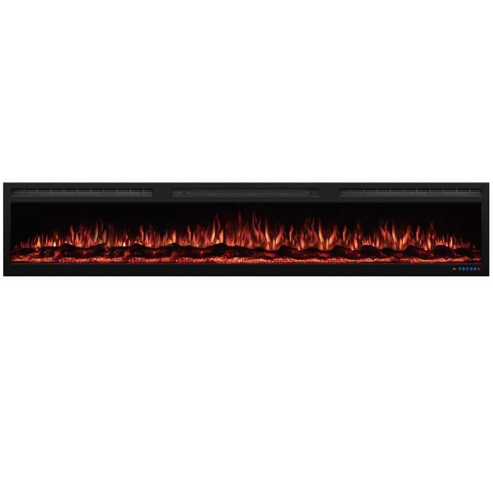 88 in. Wall-Mount and Recessed Electric Fireplace Insert in Black Alexa-Ena