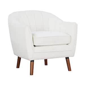 White, Brown and Black Polyester Arm Chair with Loose Cushioned Seat