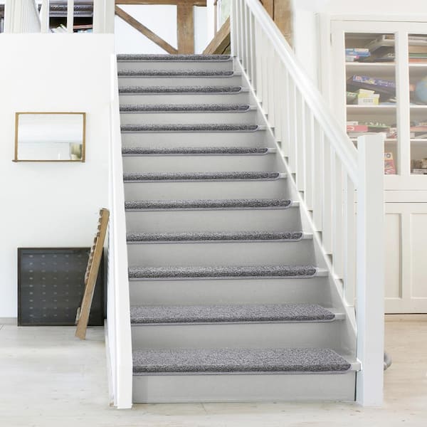 Bullnose Carpet Stair Treads Light Gray