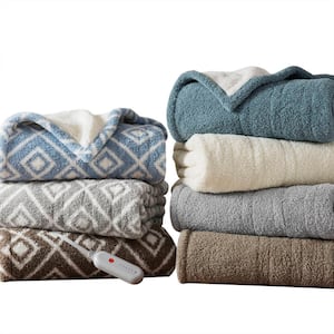 Arden Grey Polyester Electric Throw Blanket