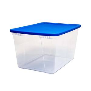 Snaplock 56 Qt. Clear Storage Container with Blue Lid (4-Pack)