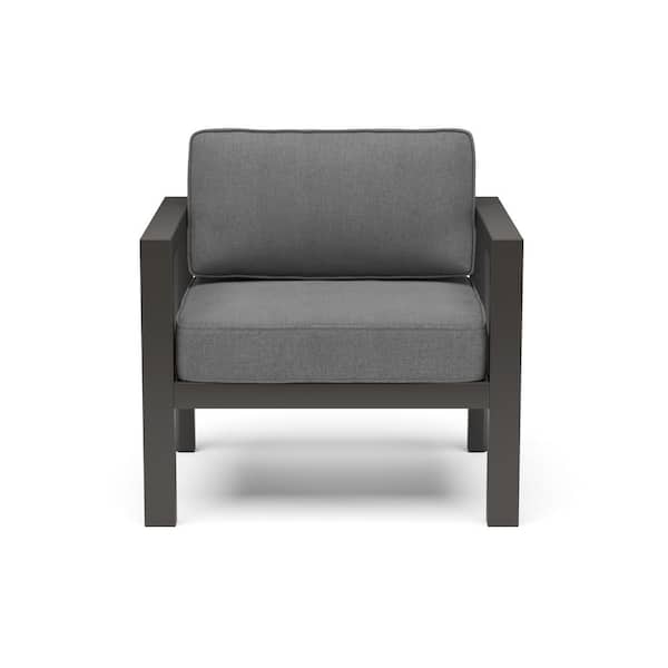 HOMESTYLES Grayton Gray Aluminum Outdoor Lounge Chair with Gray Cushion