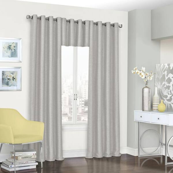 Gray 1 pc Blackout 52-inch by 18-inch Scalloped Valance Window Curtain 