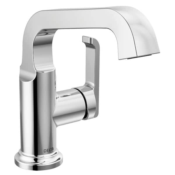 Delta Tetra SingleHandle Single Hole Bathroom Faucet Drain Kit Included in Lumicoat Polished