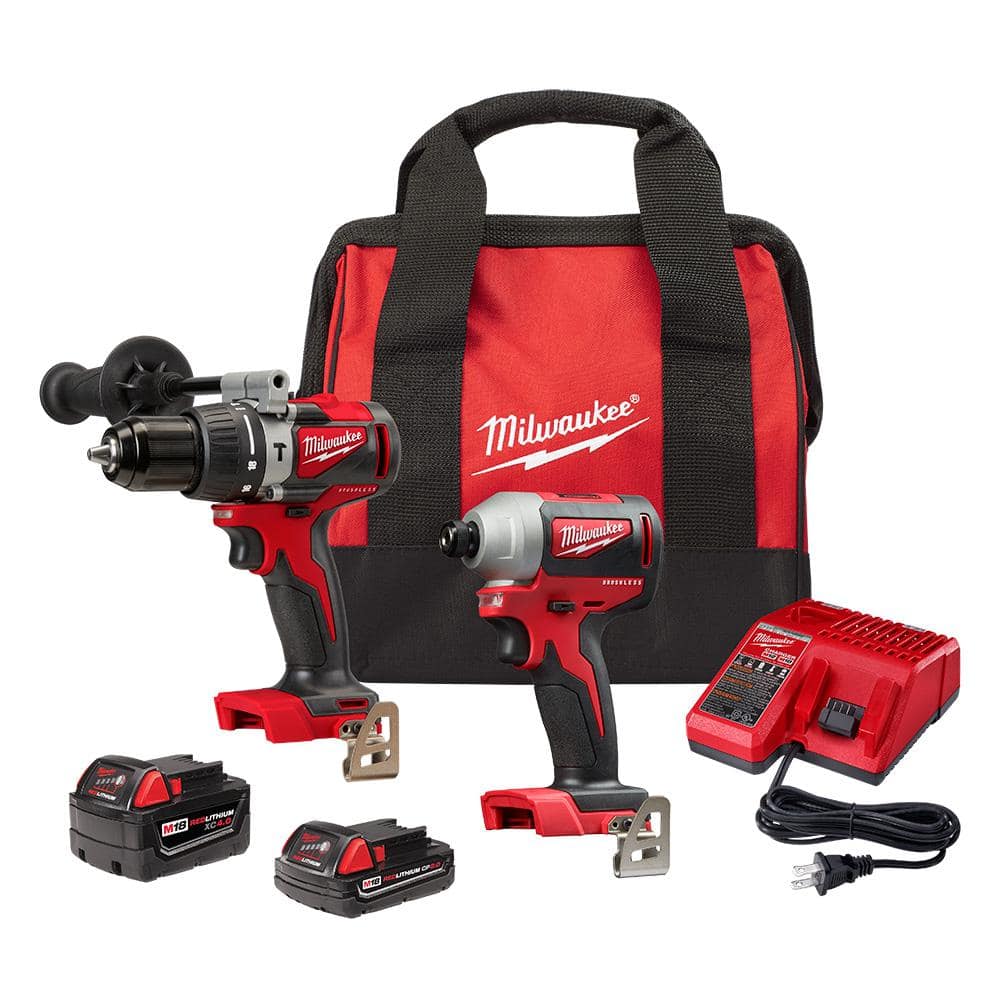Milwaukee M18 18V Lithium-Ion Brushless Cordless Hammer Drill/Impact Combo  Kit (2-Tool) with 2 Batteries, Charger and Bag 2893-22CX - The Home Depot