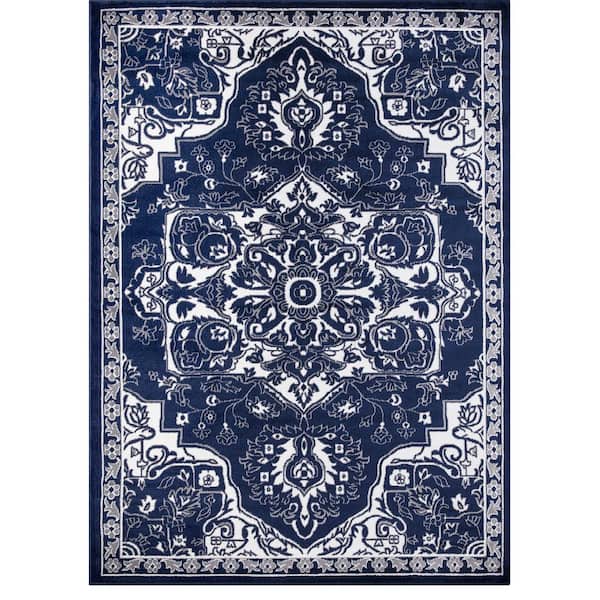 Concord Global Trading Jefferson Collection Vintage Medallion Navy 7 ft. x 9 ft. Area Rug