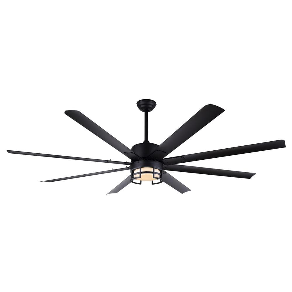 UPC 062345491332 product image for Ezra 72 in. Indoor/Outdoor Matte Black Standard Ceiling Fan with Soft White Inte | upcitemdb.com