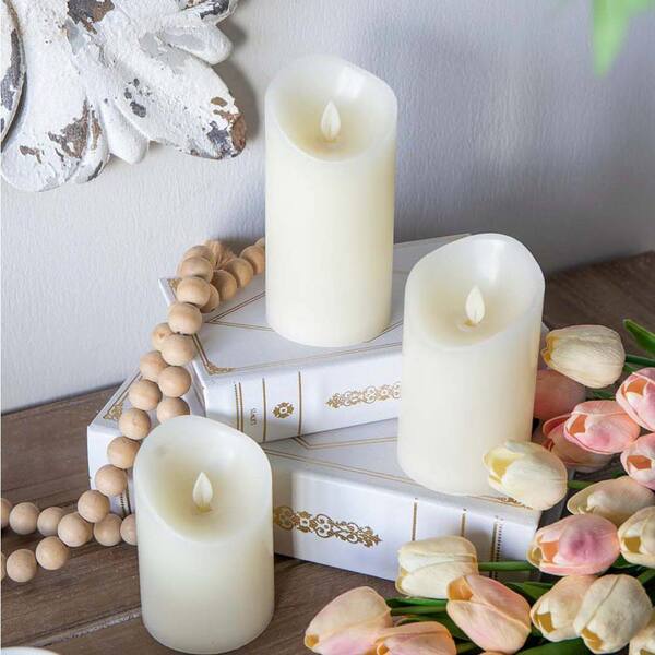 Ivory Flameless Candles LED Candles (3-Pack) (H 4 in. 5 in. 6 in