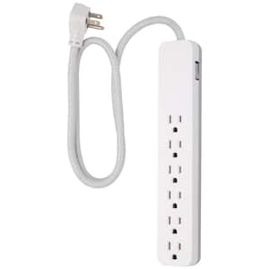 6-Outlet Surge Protector with 3 ft. Braided Cord, White