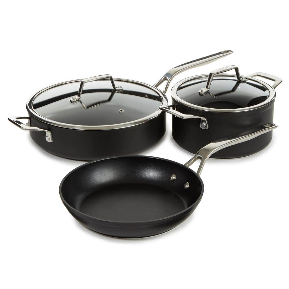 BergHOFF Balance 4Pc Non-stick Ceramic Stockpot and Wok Pan Set With Glass  Lids, Recycled Aluminum, CeraGreen, Moonmist