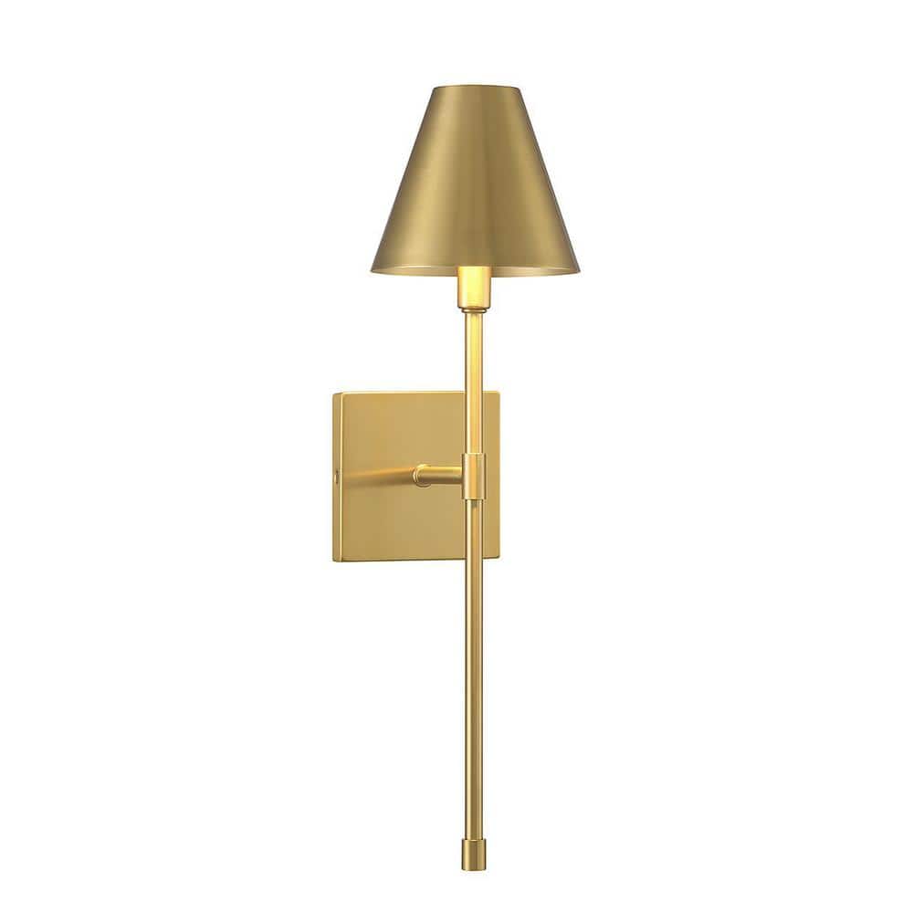 Warm Brass Dimmable Metal Shade Wall Sconce