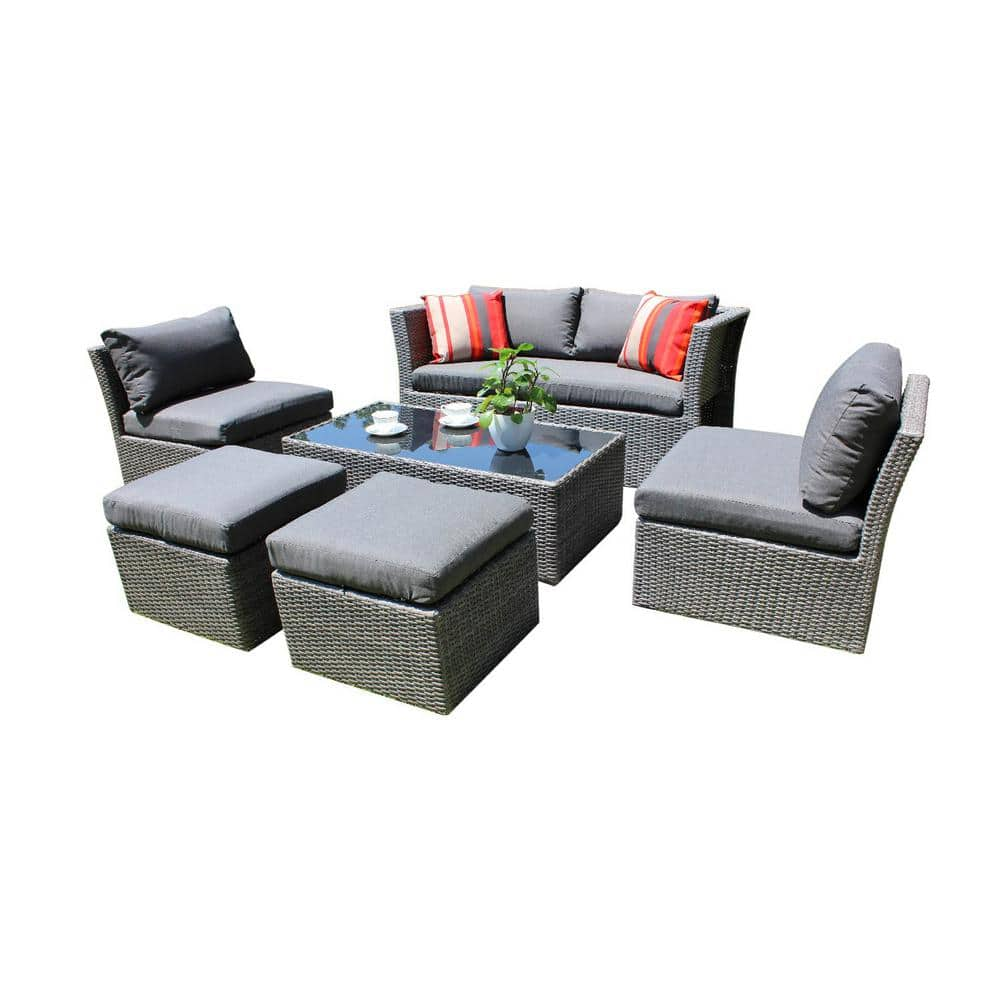 Crofton 6 seater metal garden furniture set incl foot stools new arrivals