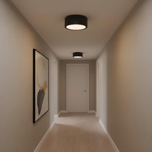 Albee Small 10 in. 1-Light Midnight Black Modern Ceiling Flush Mount