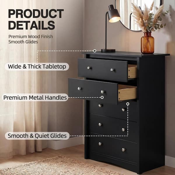 black tall skinny dresser EZKAMFORT Tall 6 Drawer Dresser for Bedroom, Chest of Drawers, Black Dressers Organizer, Drawers for Clothes