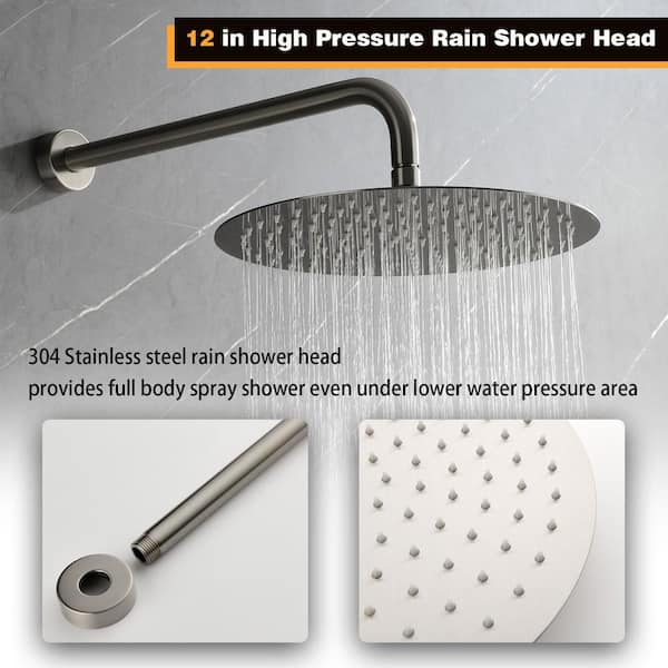 12 in. Rain Shower Head Systems Wall Mounted Shower – WELLFOR