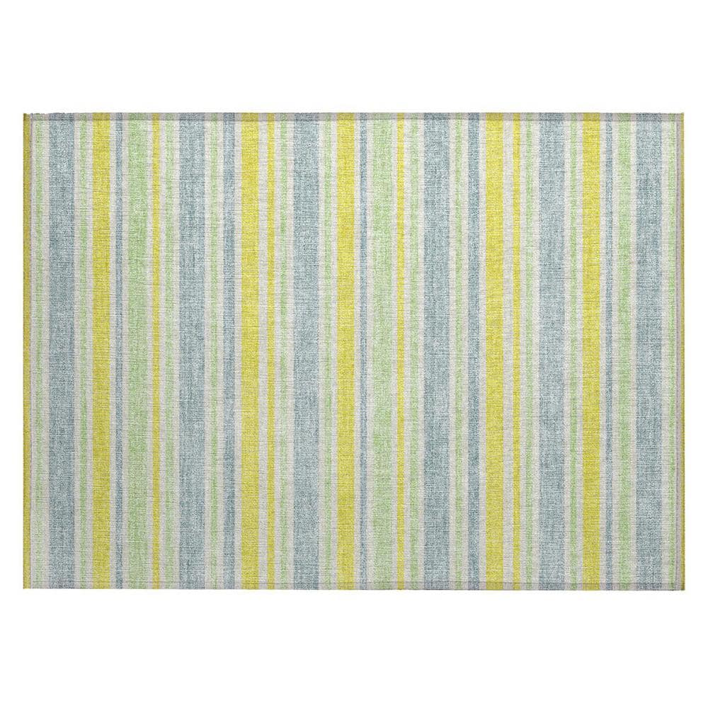 Blue and Yellow 2 ft. x 3 ft. Woven Striped Polyester Rectangle Indoor/Outdoor Area Rug price history on PriceWatchPro