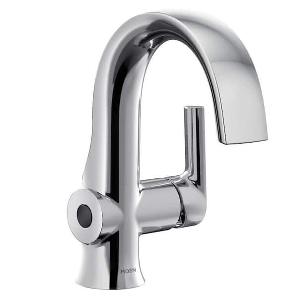 Doux 1 Handle Single Hole Bathroom Sink Faucet with Deck Plate Included and Touchless in Chrome