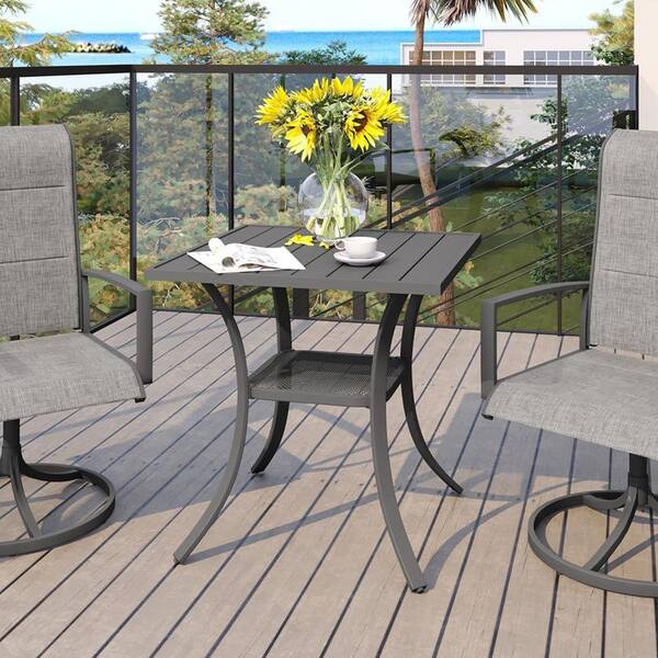 Grey Small Square Metal Outdoor Dining Table for Lawn Garden Z0CTJVH4C4 The Home Depot