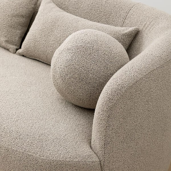 68 in. W Taupe Boucle Fabric Upholstered 2-Seats Loveseat with Pillows