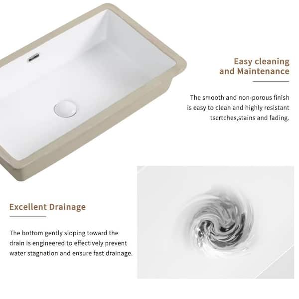 Tatahance 27.56 in. Undermount Rectangular Bathroom Sink Deep