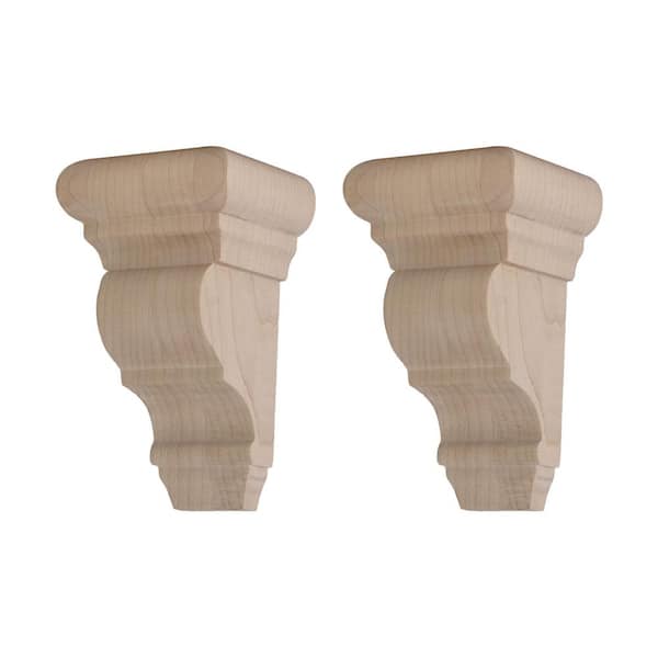 American Pro Decor 3 in. x 5 in. x 2-1/2 in. Unfinish North American Hard Maple Wood Traditional Plain Corbel (2-Pack)