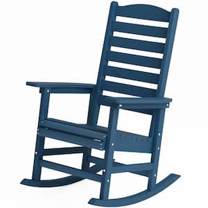 Navy All Weather Resistant HIPS Plastic Patio Outdoor Rocking Chair for Lawn, Porch, Indoor and Garden