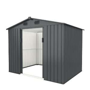 6 ft. W x 8 ft. D Metal Outdoor Storage Shed Galvanized Steel Garden Shed with 2-Doors and 4 Vents (48 sq. ft.)