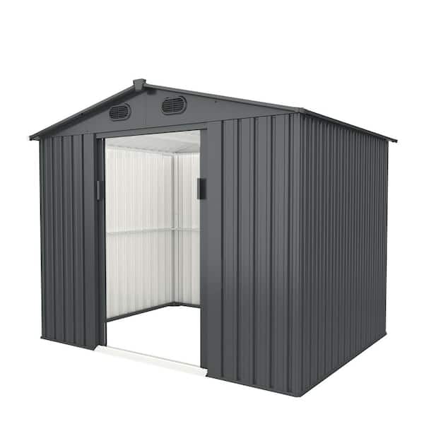 Clihome 6 ft. W x 8 ft. D Metal Outdoor Storage Shed Galvanized Steel Garden Shed with 2-Doors and 4 Vents (48 sq. ft.)