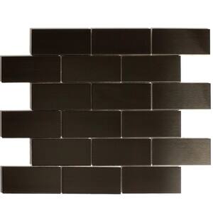 Modern Design Styles Metals Bronze Brick Mosaic 2 in. x 4 in. Stainless Steel Steel Wall Tile  (1 sq. ft.)
