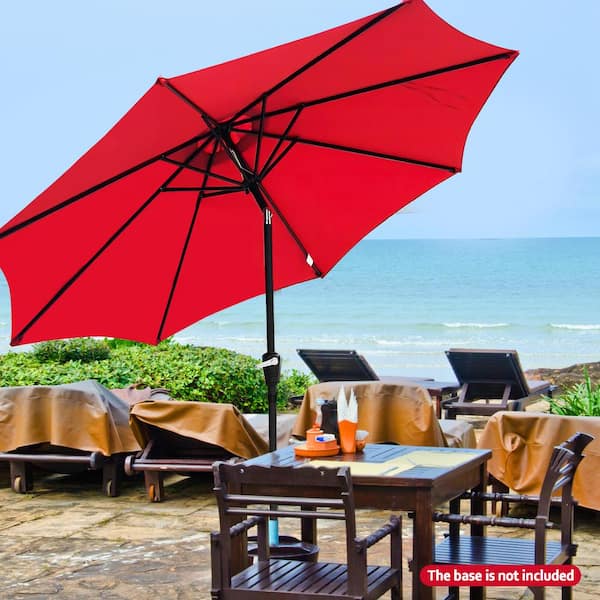 9 ft. Aluminum Market Crank and Tilt Patio Umbrella in Red