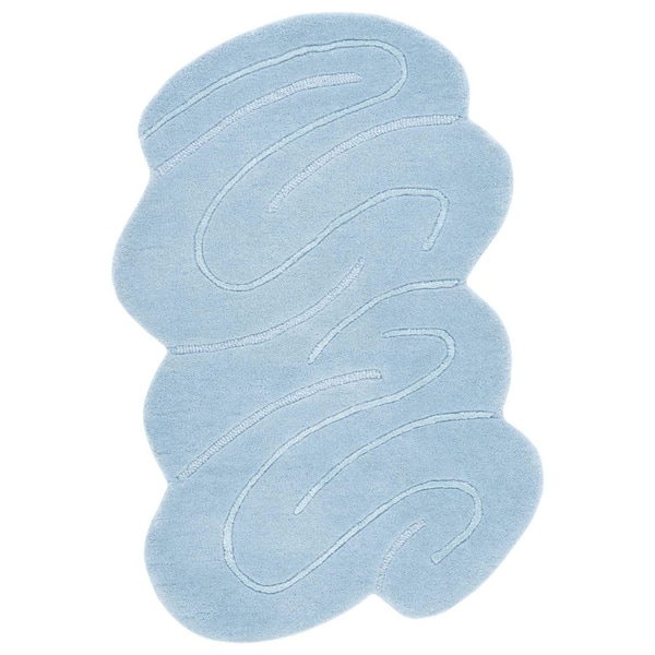 Novelty 2 ft. x 3 ft. Blue Solid Swirls Specialty Area Rug