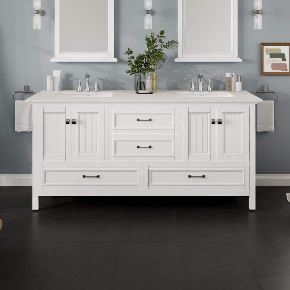 Britney 60 in. Double Sink White Bath Vanity with White Carrara Quartz Top (Assembled) price history on PriceWatchPro