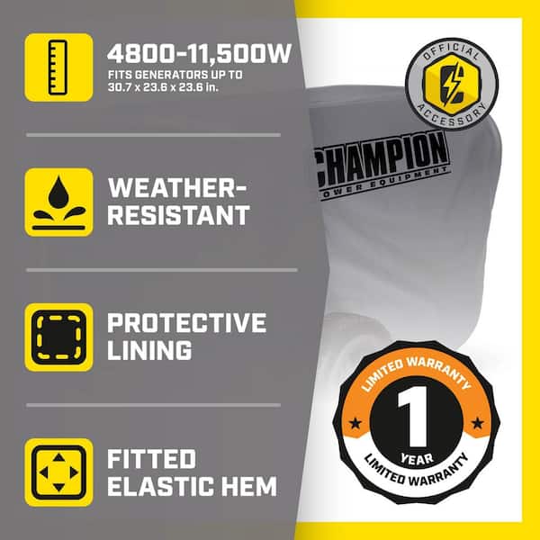 Weather-Resistant Storage Cover for 4800-11,500-Watt Portable Generators