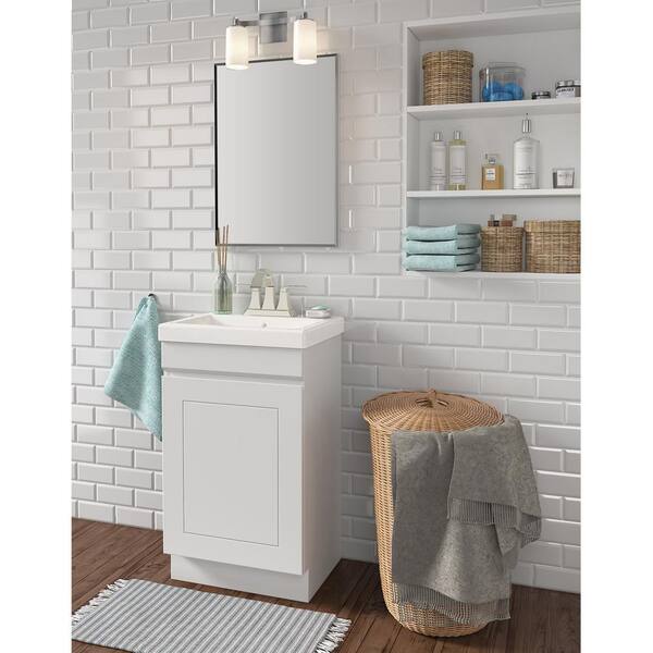 16 White Pedestal Modern Bathroom Vanity with Medical Cabinet, Faucet and  Linen Cabinet Option