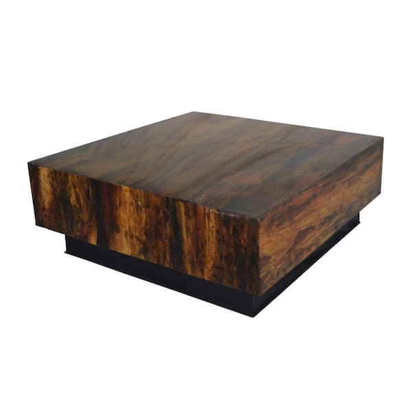 Benjara 31.5 in. Black and Brown Rectangle Wood Top Coffee Table with Gain Details