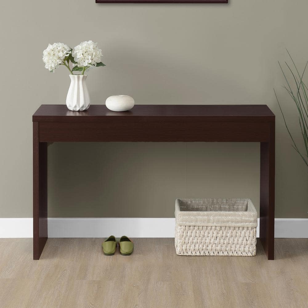 Espresso Wood and Metal Hall Console Table