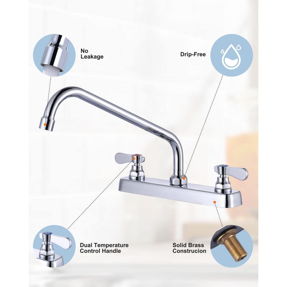 Polished Chrome Dual Handle Kitchen Faucet with Swivel Spout