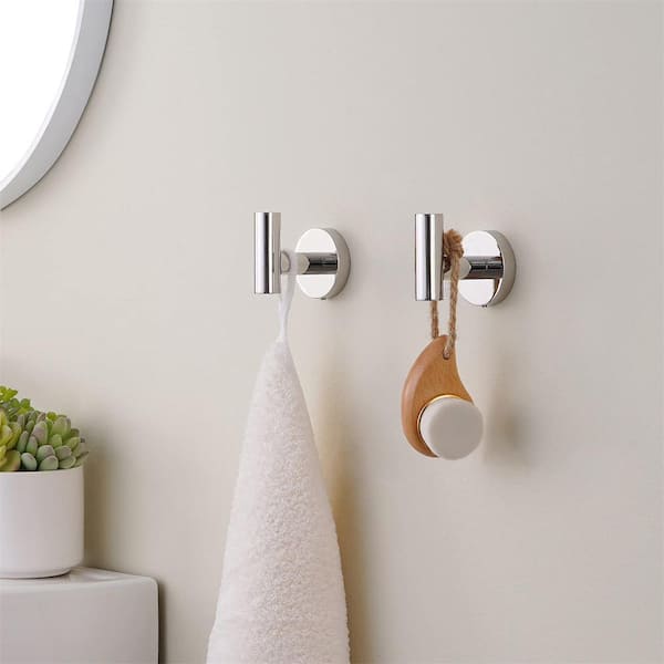 Cubilan Wall Mounted Round Shaped Stainless Steel Bathroom Towel J-Hook Robe  Hanger in Polished Silver HD-JM6 - The Home Depot