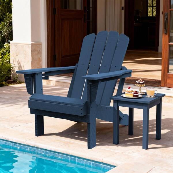 取付無料！USAアメリカ製 ネイビードット柄キャスター付きロビーチェア✨ domi outdoor living Foldable HDPE Plastic Outdoor Adirondack Chair
