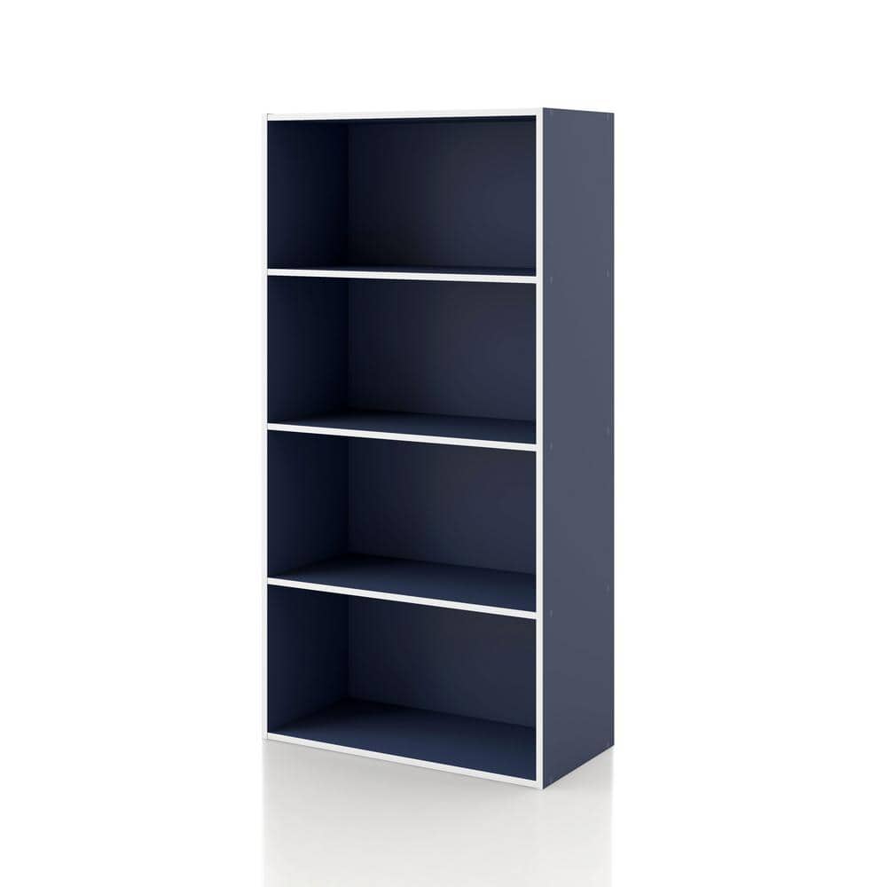 Quincy Steel Blue Composite 4-Tier Stackable Cube Bookcase