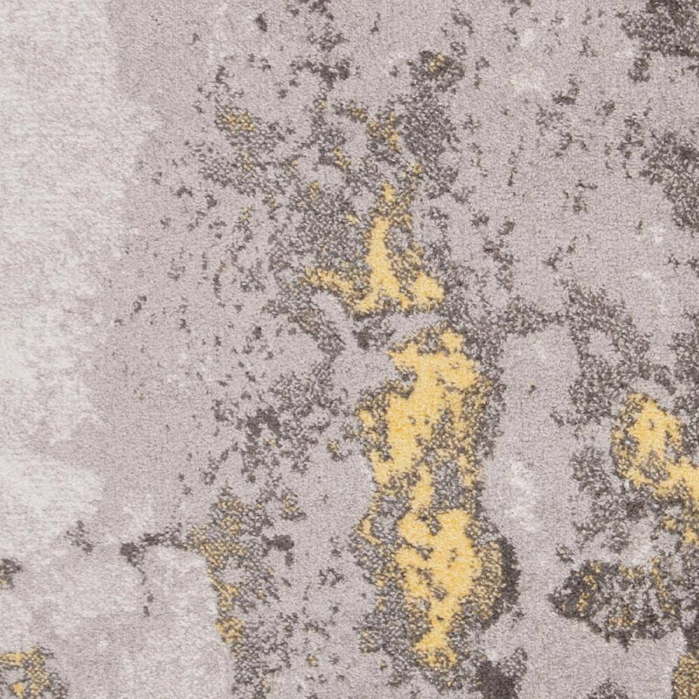6' Square Gray and Yellow Abstract Area Rug