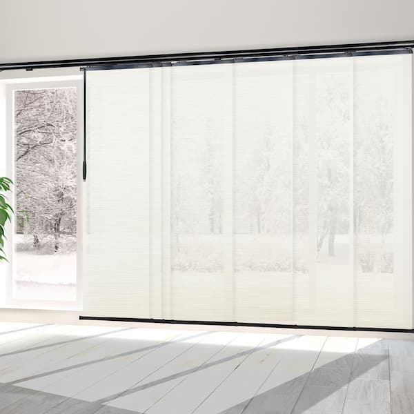 EMOH Ornate Alabaster 110 in.- 153 in. W x 116 in. L Adjustable 7-Panel Black Single Rail Panel Track with 23.5 in. Slates