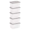 IRIS 14.5 Gal. Snap Top Plastic Storage Box in Clear with Gray Lid 5-pack  500158 - The Home Depot