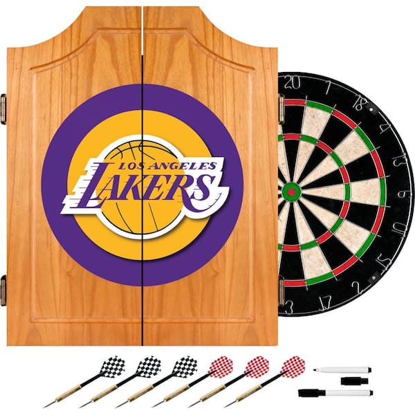 Trademark NBA Los Angeles Lakers Wood Finish Dart Cabinet Set