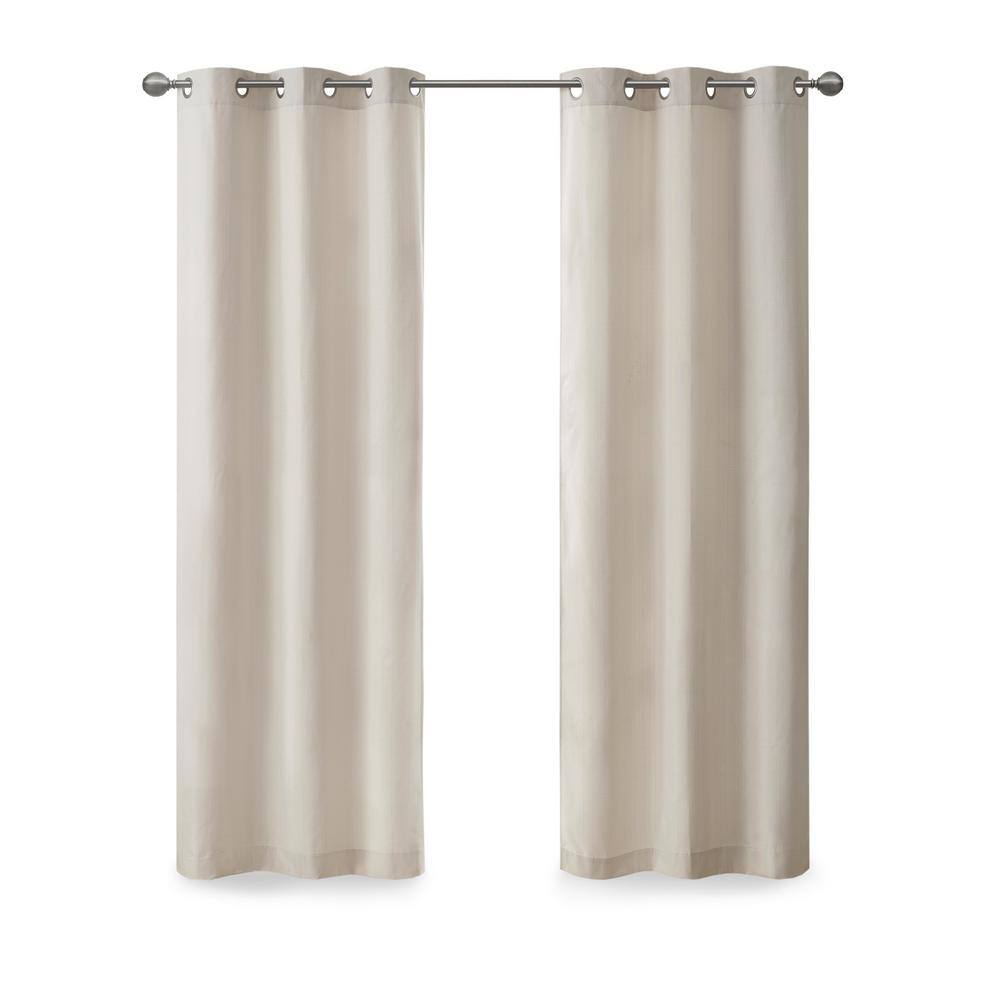 Ivory Room Darkening Grommet Top Polyester Curtain Panels