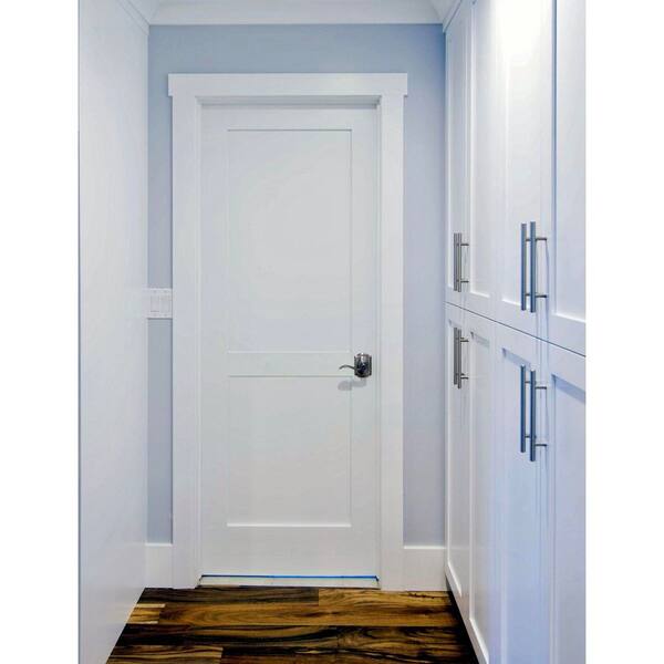 DIY RTA Kit 30 in. x 80 in. Shaker 2-Panel Left-Hand Primed Solid Core MDF Wood Single Ready To Assemble Interior Door
