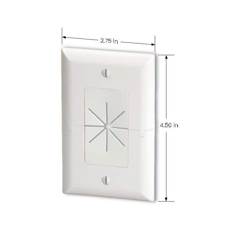 White Plastic 1-Gang Split Wall Plate for Low Voltage Cables